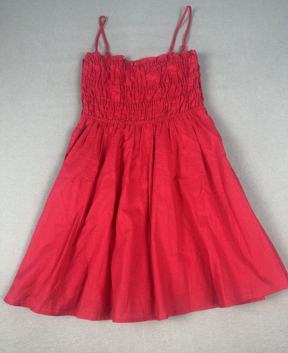 Princess Polly Babydoll Smocked Spaghetti Strap Minidress Red Sz 4 Natural Fiber